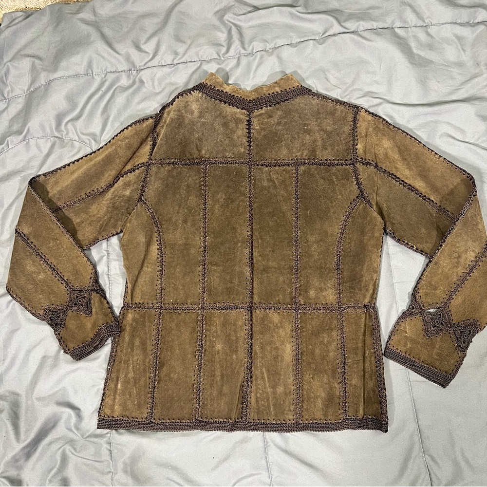 Vintage Carducci Patchwork Leather Jacket Crochet… - image 7